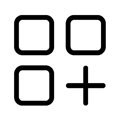 black outlines of squares and a plus symbol